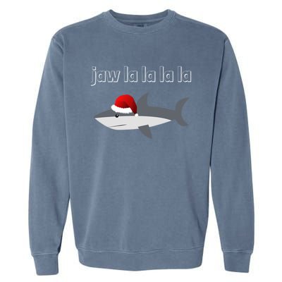 Jaw La La La La Christmas Shark Wearing Santa Hat Image Cool Gift Garment-Dyed Sweatshirt