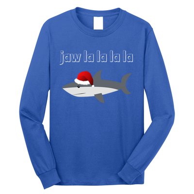 Jaw La La La La Christmas Shark Wearing Santa Hat Image Cool Gift Long Sleeve Shirt