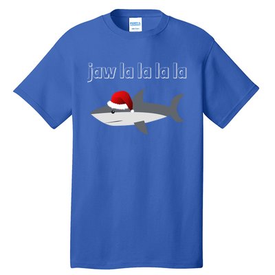 Jaw La La La La Christmas Shark Wearing Santa Hat Image Cool Gift Tall T-Shirt