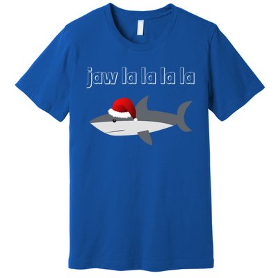 Jaw La La La La Christmas Shark Wearing Santa Hat Image Cool Gift Premium T-Shirt