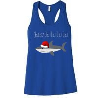 Jaw La La La La Christmas Shark Wearing Santa Hat Image Cool Gift Women's Racerback Tank