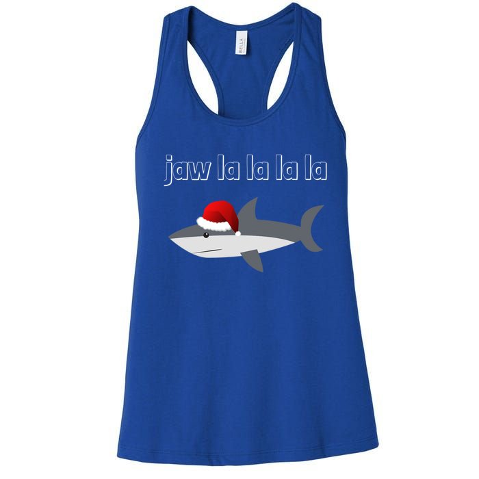 Jaw La La La La Christmas Shark Wearing Santa Hat Image Cool Gift Women's Racerback Tank