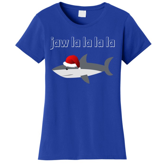 Jaw La La La La Christmas Shark Wearing Santa Hat Image Cool Gift Women's T-Shirt