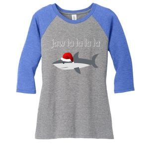 Jaw La La La La Christmas Shark Wearing Santa Hat Image Cool Gift Women's Tri-Blend 3/4-Sleeve Raglan Shirt