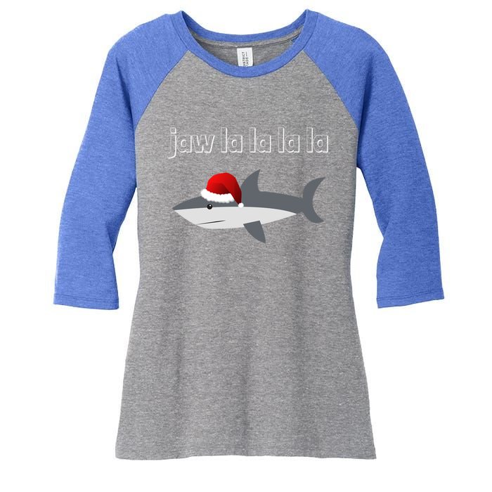 Jaw La La La La Christmas Shark Wearing Santa Hat Image Cool Gift Women's Tri-Blend 3/4-Sleeve Raglan Shirt