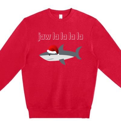 Jaw La La La La Christmas Shark Wearing Santa Hat Image Cool Gift Premium Crewneck Sweatshirt