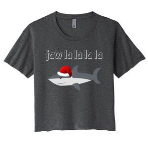 Jaw La La La La Christmas Shark Wearing Santa Hat Image Cool Gift Women's Crop Top Tee