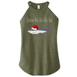 Jaw La La La La Christmas Shark Wearing Santa Hat Image Cool Gift Women's Perfect Tri Rocker Tank