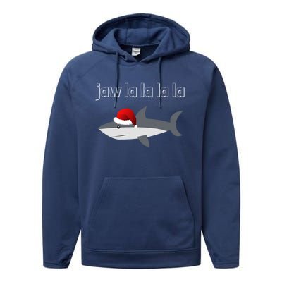 Jaw La La La La Christmas Shark Wearing Santa Hat Image Cool Gift Performance Fleece Hoodie