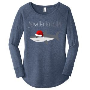 Jaw La La La La Christmas Shark Wearing Santa Hat Image Cool Gift Women's Perfect Tri Tunic Long Sleeve Shirt