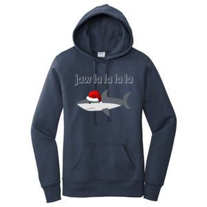 Jaw La La La La Christmas Shark Wearing Santa Hat Image Cool Gift Women's Pullover Hoodie