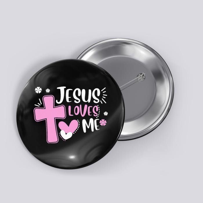 Jesus Loves Me Christian Cross Easter Day Family Outfit Button