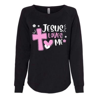 Jesus Loves Me Christian Cross Easter Day Family Outfit Womens California Wash Sweatshirt