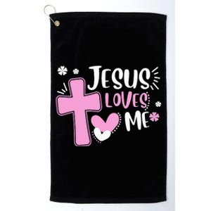 Jesus Loves Me Christian Cross Easter Day Family Outfit Platinum Collection Golf Towel