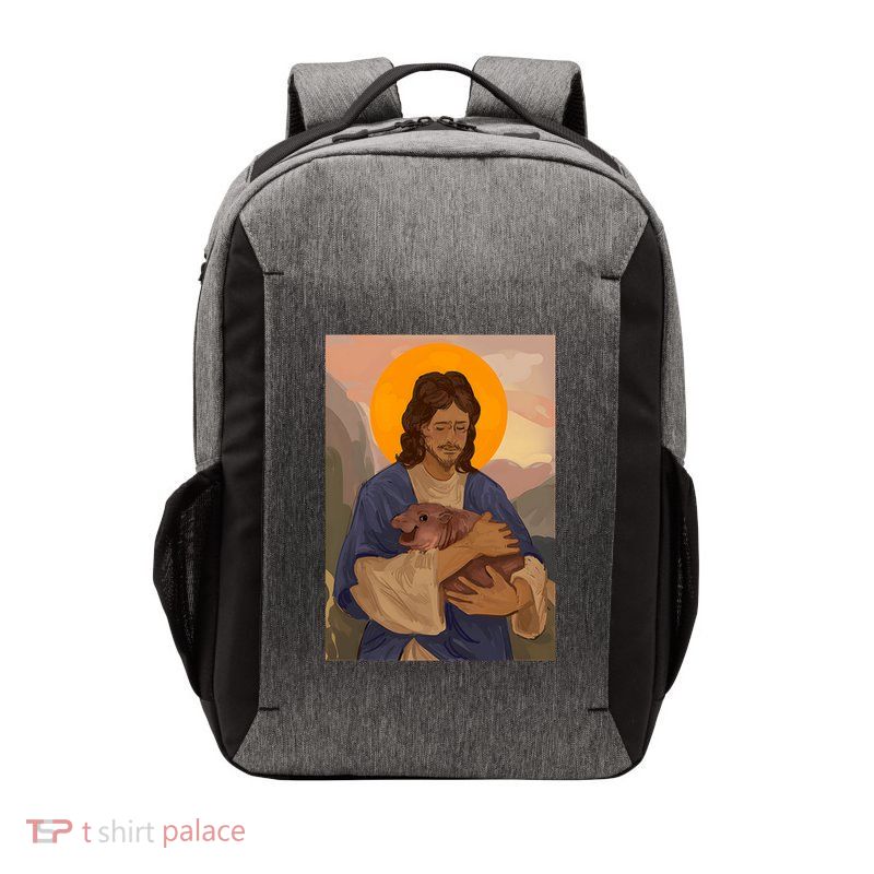 Jesus Loves Moo Deng Bouncy Pig Cute Baby Hippo Meme Vector Backpack