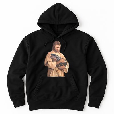 Jesus Loves Moo Deng Bouncy Pig Cute Baby Hippo Meme Hoodie