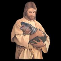 Jesus Loves Moo Deng Bouncy Pig Cute Baby Hippo Meme Drawstring Bag