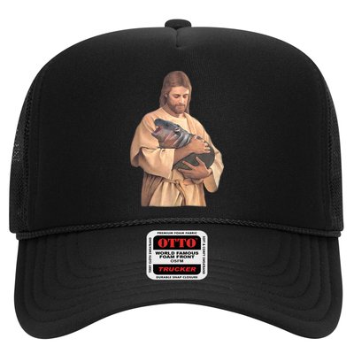 Jesus Loves Moo Deng Bouncy Pig Cute Baby Hippo Meme Trucker Hat