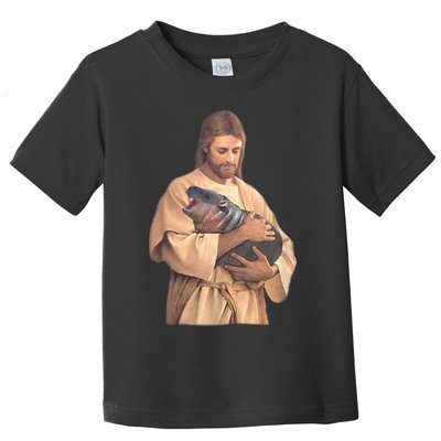 Jesus Loves Moo Deng Bouncy Pig Cute Baby Hippo Meme Toddler T-Shirt