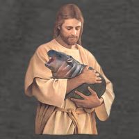 Jesus Loves Moo Deng Bouncy Pig Cute Baby Hippo Meme Vector Backpack