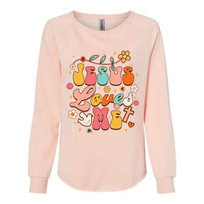 Jesus Loves Me Groovy Christian God Lover Religious Baby Womens California Wash Sweatshirt