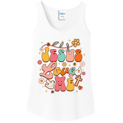 Jesus Loves Me Groovy Christian God Lover Religious Baby Ladies Essential Tank