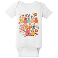 Jesus Loves Me Groovy Christian God Lover Religious Baby Baby Bodysuit