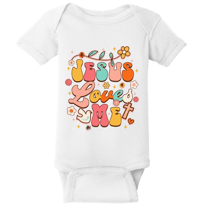 Jesus Loves Me Groovy Christian God Lover Religious Baby Baby Bodysuit