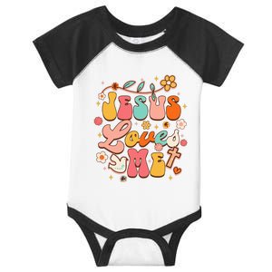 Jesus Loves Me Groovy Christian God Lover Religious Baby Infant Baby Jersey Bodysuit