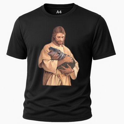 Jesus Loves Moo Deng Bouncy Pig Cooling Performance Crew T-Shirt
