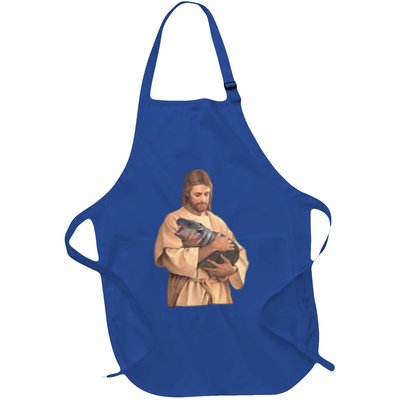 Jesus Loves Moo Deng Bouncy Pig Full-Length Apron With Pockets