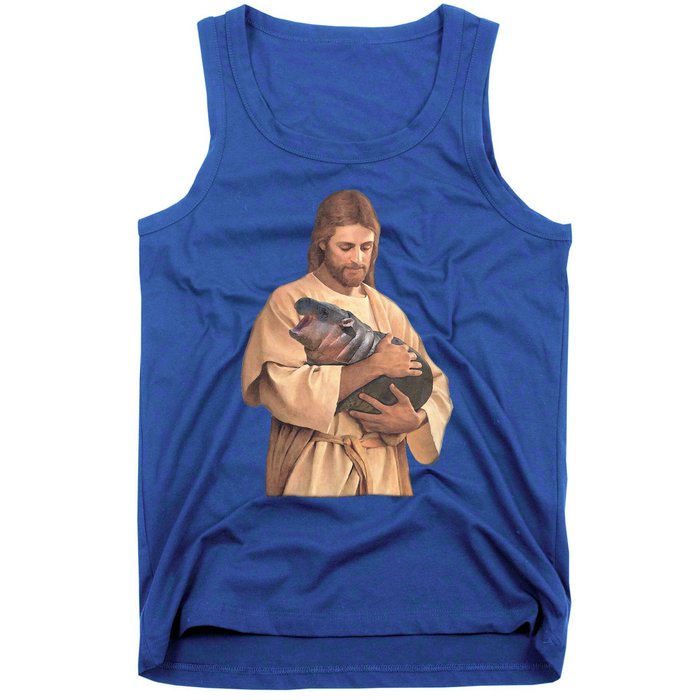 Jesus Loves Moo Deng Bouncy Pig Tank Top