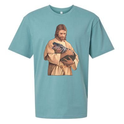 Jesus Loves Moo Deng Bouncy Pig Sueded Cloud Jersey T-Shirt