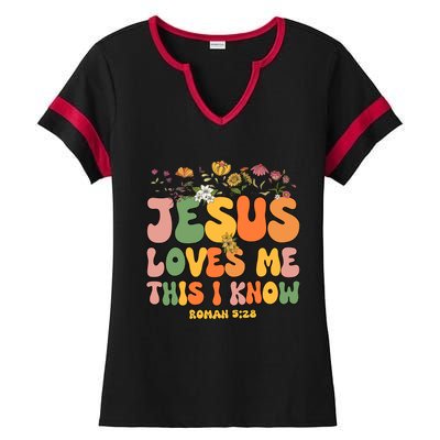 Jesus Love Me This I Know Groovy Wo Christian Ladies Halftime Notch Neck Tee