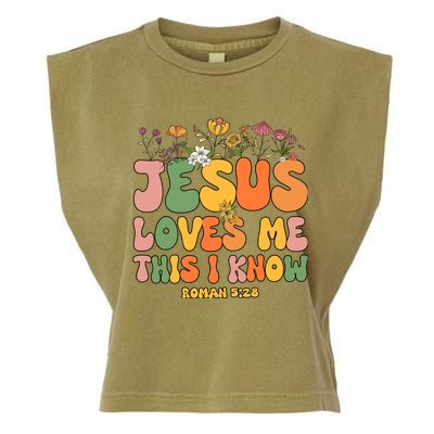 Jesus Love Me This I Know Groovy Wo Christian Garment-Dyed Women's Muscle Tee