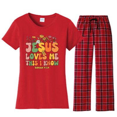 Jesus Love Me This I Know Groovy Wo Christian Women's Flannel Pajama Set