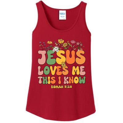 Jesus Love Me This I Know Groovy Wo Christian Ladies Essential Tank