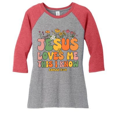 Jesus Love Me This I Know Groovy Wo Christian Women's Tri-Blend 3/4-Sleeve Raglan Shirt