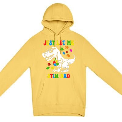 Just Let Me Stim Bro Dinasour Autism Awareness Premium Pullover Hoodie