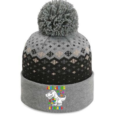 Just Let Me Stim Bro Dinasour Autism Awareness The Baniff Cuffed Pom Beanie