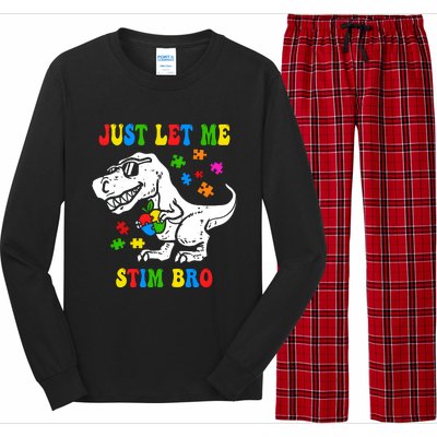 Just Let Me Stim Bro Dinasour Autism Awareness Long Sleeve Pajama Set