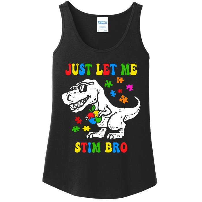 Just Let Me Stim Bro Dinasour Autism Awareness Ladies Essential Tank