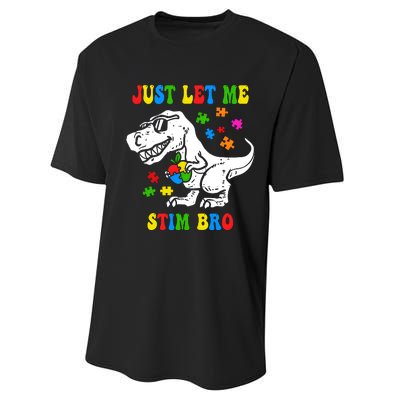 Just Let Me Stim Bro Dinasour Autism Awareness Performance Sprint T-Shirt