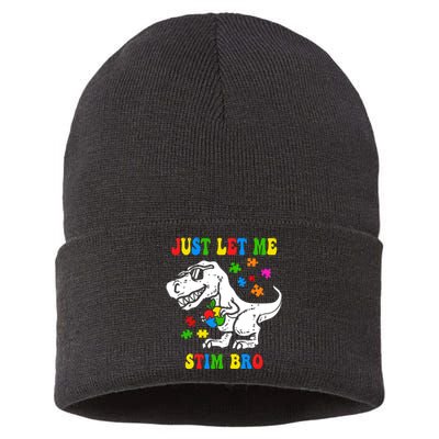 Just Let Me Stim Bro Dinasour Autism Awareness Sustainable Knit Beanie