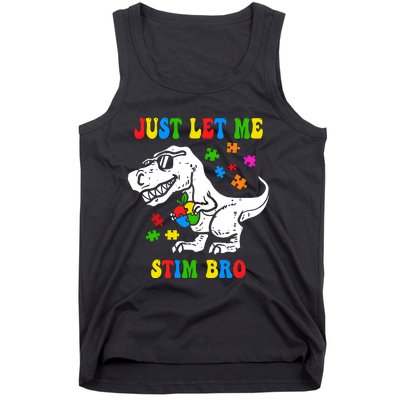 Just Let Me Stim Bro Dinasour Autism Awareness Tank Top