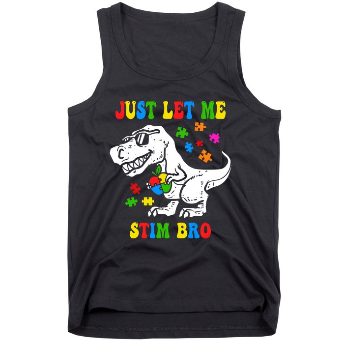 Just Let Me Stim Bro Dinasour Autism Awareness Tank Top