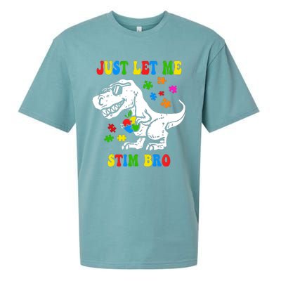 Just Let Me Stim Bro Dinasour Autism Awareness Sueded Cloud Jersey T-Shirt