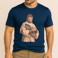 Jesus Loves Moo Deng Bouncy Pig Cute Baby Hippo Meme Cooling Performance Crew T-Shirt