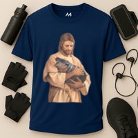 Jesus Loves Moo Deng Bouncy Pig Cute Baby Hippo Meme Cooling Performance Crew T-Shirt
