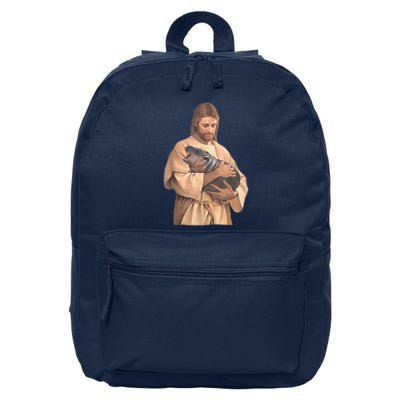 Jesus Loves Moo Deng Bouncy Pig Cute Baby Hippo Meme 16 in Basic Backpack